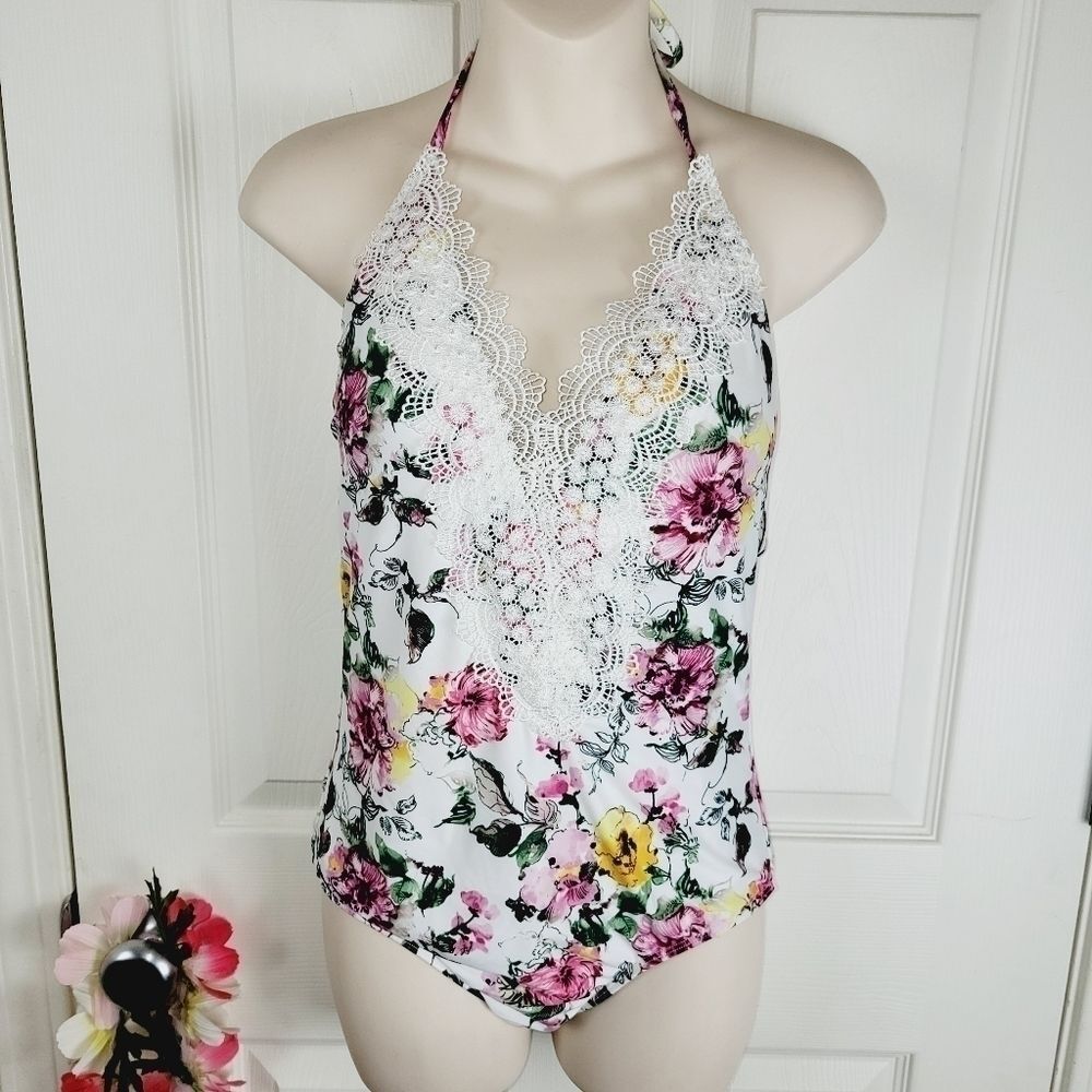 Sea Angel floral & Lace one piece swimsuit medium